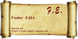 Fodor Edit névjegykártya